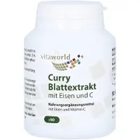Vitaworld Extrait de feuilles de curry avec fer et vitamine C | 90 gélules | Source naturelle de fer | Poudre d'acérola | végétalien