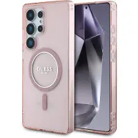 GUESS Coque MagSafe IML Glitter Gradient pour Samsung Galaxy S25 Ultra - Rose