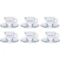 Smeg 6 tasses à expresso en verre avec soucoupes, Tasse, Transparent