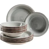 MÄSER 931493 Lumaca Service d'assiettes pour 6 personnes au look vintage moderne, service de table, peint à la main, faïence, bleu, 12 pièces (1 set)