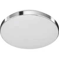 Telefunken Plafonnier LED à détecteur NEWA, 16 W, 1500 lm, IP44, blanc-chrome, plastique-métal, Ø 29 cm