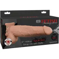 Pipedream Fetish Strap-On 9 - harnais avec gode creux éjaculant (couleur chair)
