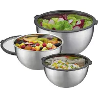 GEFU Lot de 3 saladiers 1l/2,5l/4,5l avec couvercle hermétique inox - - 89430 - mondi