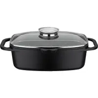 GSW Rôtissoire universelle Gourmet GRANIT 33x21cm, aluminium, verre, Rôtissoire universelle avec couvercle en verre aromatique ø env. 33 x 21 x H 11,5cm