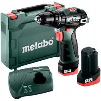 Metabo Coffret Perceuse à percussion 12 V sans fil PowerMaxx SB BL 2 x 2,0 Ah Li-Power, LC12