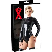 Late X Body femme à manches longues en latex (noir) - M
