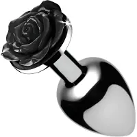 Booty Sparks Black Rose - plug anal alu (argent-noir)