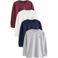 Next T-Shirt bleu marine / gris / rouge / blanc cassé