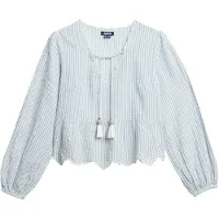 Superdry pour femme. W6012100A Chemisier brodé bleu (M), Casuel, Coton, Manche longue