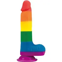 Lovetoy Prider - gode ceinture réaliste avec testicules - 20 cm - arc-en-ciel
