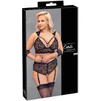 Cottelli Bondage Plus Size - Ensemble soutien-gorge dentelle (noir) - 3XL