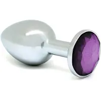 Rimba XS - Plug anal argent, orné de pierres violettes