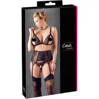 Cottelli Plus Size - Ensemble lingerie grande taille - dentelle noire - XXL