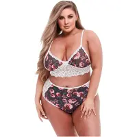 Baci - ensemble lingerie grande taille - fleurs dentelle
