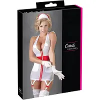 Cottelli collection - Costume infirmière sexy avec porte-jarretelles - blanc - L