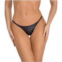 Noir - string femme effet brillant -