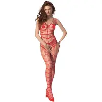 Passion BS102 - body résille ouvert - rouge - S-L