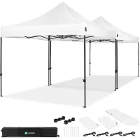 Vonroc Tente de réception Premium Easy-Up – 6x3 m | Ensemble incl. 2x tente de fête et 1x kit de connexion - Blanche