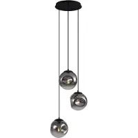 QAZQA Suspension Art Déco Noire avec Verre Fumé 3 Lumières - Douglass