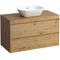 Laufen LANI Plan de toilette chêne sauvage incl. meuble sous-lavabo, 1 découpe au centre, 985x495x580mm, H4065611122671