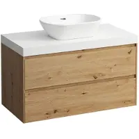 Laufen LANI Plan de lavabo blanc mat incl. meuble sous-lavabo, 1 découpe au centre, 985x495x580mm, H4045611122671