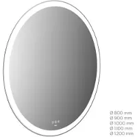 Emco MI 310+ miroir lumineux LED, rond, découpe lumineuse sur tout le pourtour, panneau detactile, 109090009000400
