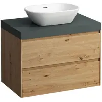 Laufen LANI Plan de lavabo gris trafic incl. meuble sous-lavabo, 1 découpe au centre, 785x495x580mm, H4055511122671