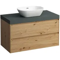 Laufen LANI Plan de lavabo gris trafic incl. meuble sous-lavabo, 1 découpe au centre, 985x495x580mm, H4055611122671