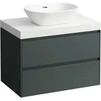 Laufen LANI Plan de lavabo blanc mat incl. meuble sous-lavabo, 1 découpe au centre, 785x495x580mm, H4045511122661