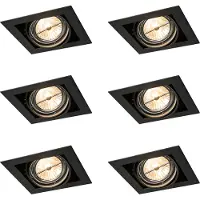 QAZQA Ensemble de 6 spots encastrables noirs AR111 orientables - Oneon
