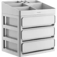InnovaGoods Organisateur de maquillage - Makeser - - Gris - 3 tiroirs - Plateau amovible