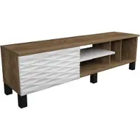 Skye Decor , Olyo - Noyer, Blanc, Meuble TV, Noyer, PANNEAUX DE PARTICULES 100 % MÉLAMINÉS, 140 x 35 x 40,3 cm