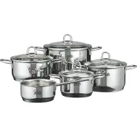 Elo Rubino Set de casseroles en acier inoxydable Échelle de volume Induction couleur argent 5 pièces