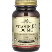 Solgar , Vitamine B6, 100 mg, 250 Gélules Végétales