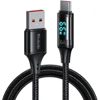 Mcdodo CA-1080 Câble USB vers USB-C avec écran, 66W, 6A, 1.2m (noir) (1.20 m, 66 W)