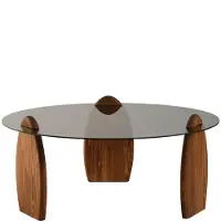 Skye Decor , Surf - Chesnut, Fume, Tables basses, Châtaignier, Verre, 90 x 41 x 90 cm