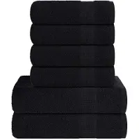 vidaXL Ensemble de serviettes 6 pcs noir 360 g/m² 100% coton