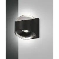 FABAS LUCE Remy Applique D'extérieur Led Up Down En Verre Noir, Ip65