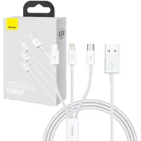 Baseus Superior Data Usb Rapid Charging Cable To M+L+C 3.5A 1M(White)