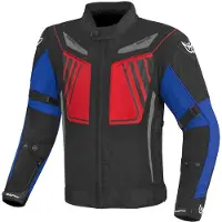 Berik Veste textile imperméable Nardo Evo pour moto, noir/rouge/bleu, 52
