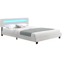 Juskys Lit capitonné Paris - 180 x 200 cm - Blanc - Eclairage LED
