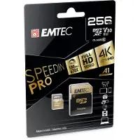 Emtec ECMSDM256GXC10SP mSD 256GB UHS-I U3 V30 A1 SpeedIN Pro + Adapter