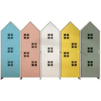 Vipack - CASAMI BRUGES Ensemble de 5 pièces composé de : Armoire à 1 porte avec façade en blanc, bleu, vert, rose et jaune