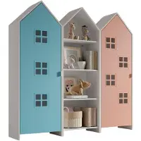 Vipack - CASAMI BRUGES Ensemble de 3 pièces composé de : Armoire à étagères, armoire à 1 porte avec façade en bleu et rose