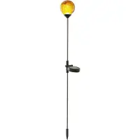 Star Trading Boule solaire à LED « Roma » - acier inoxydable - verre ambré - LED ambrées - H : 68 cm - D : 7,8 cm - capteur crépusculaire