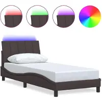 vidaXL Cadre de lit sans matelas "Hanko" brun foncé 90x200 cm Tissu
