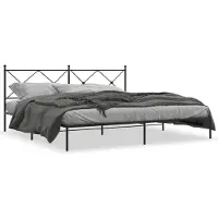 vidaXL Cadre de lit avec tête de lit en métal noir 200x200 cm
