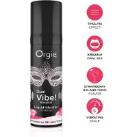 Orgie Dual Vibe - vibromasseur liquide unisexe - Fraise - Gin Tonic (15 ml)