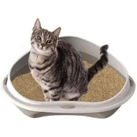 By Lille Vilde Litière d'angle pour chat Litière d'angle pour chat avec rebord, grande taille 58 x 48 x 20 cm