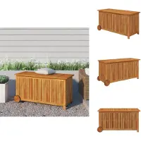vidaXL Coffre de jardin avec roulettes 113x50x58 cm Bois massif acacia - Coffres de jardin
